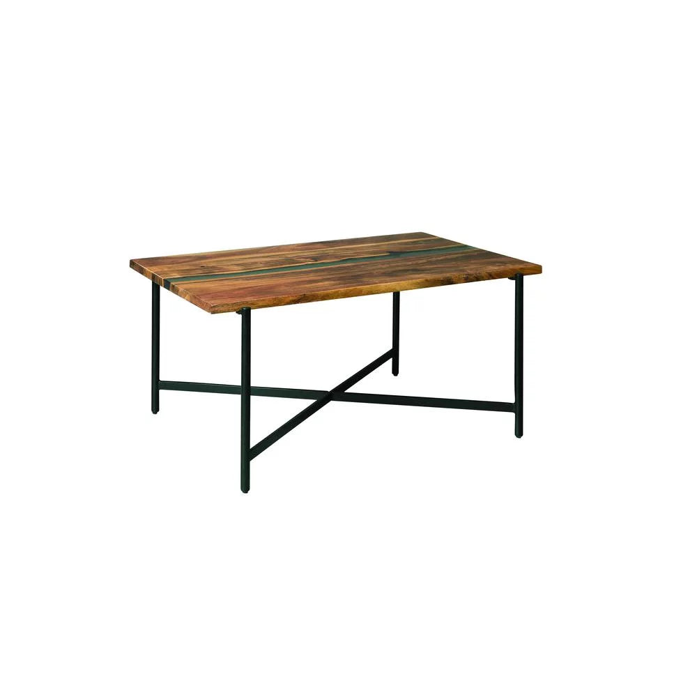 36" Acacia Wood and Acrylic Coffee Table Q5427