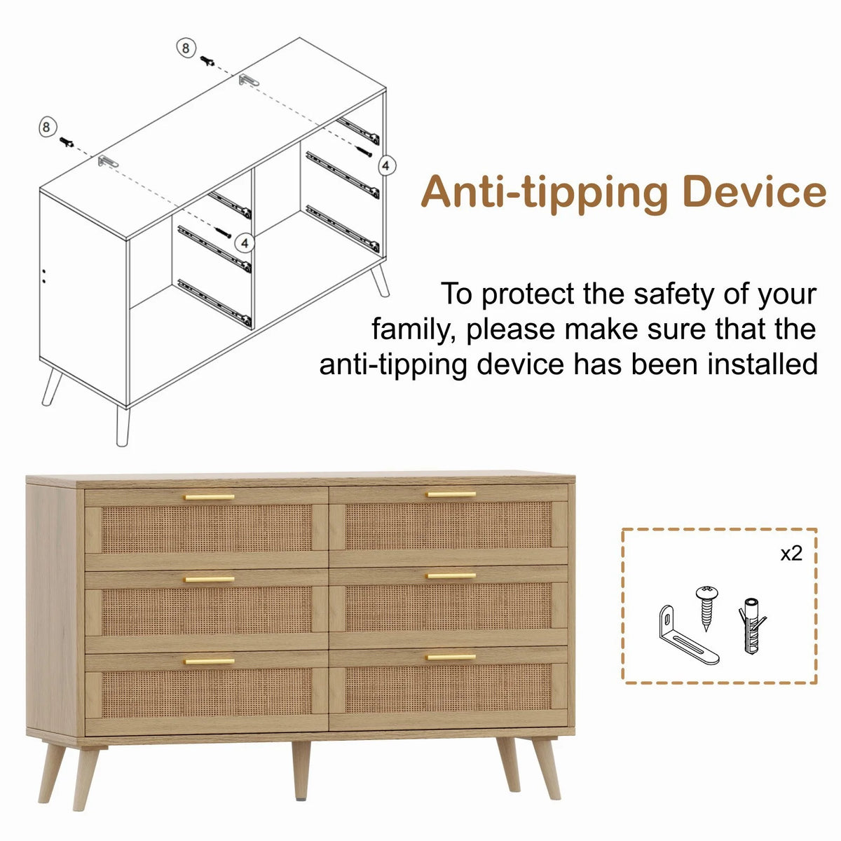 6 Drawer Double Dresser Chest Y963874