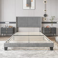 Upholstered Bed Frame with Headboard Wood Slat Full M164
