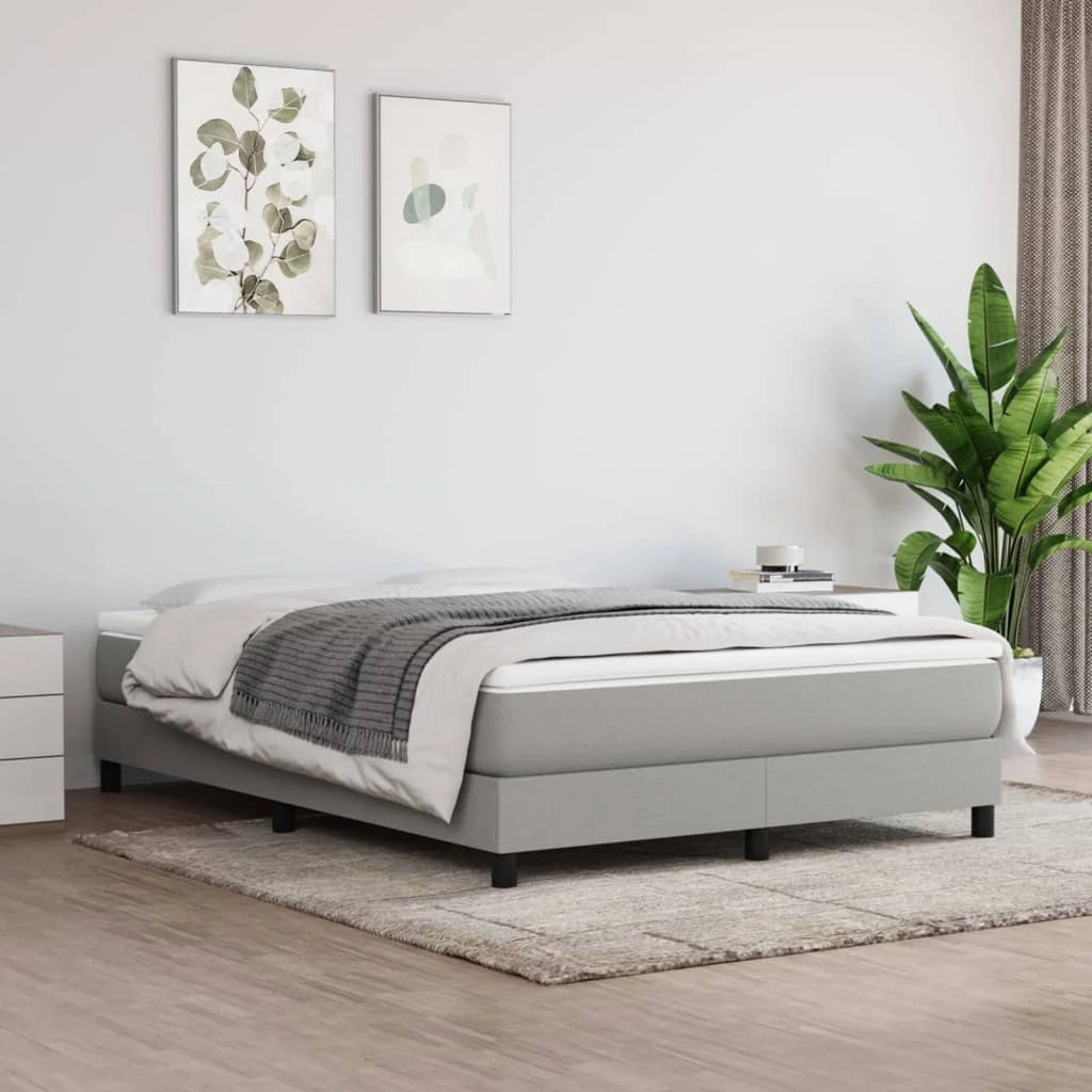 Queen Size Fabric Platform Bed Frame with Wooden Slat Support I88974