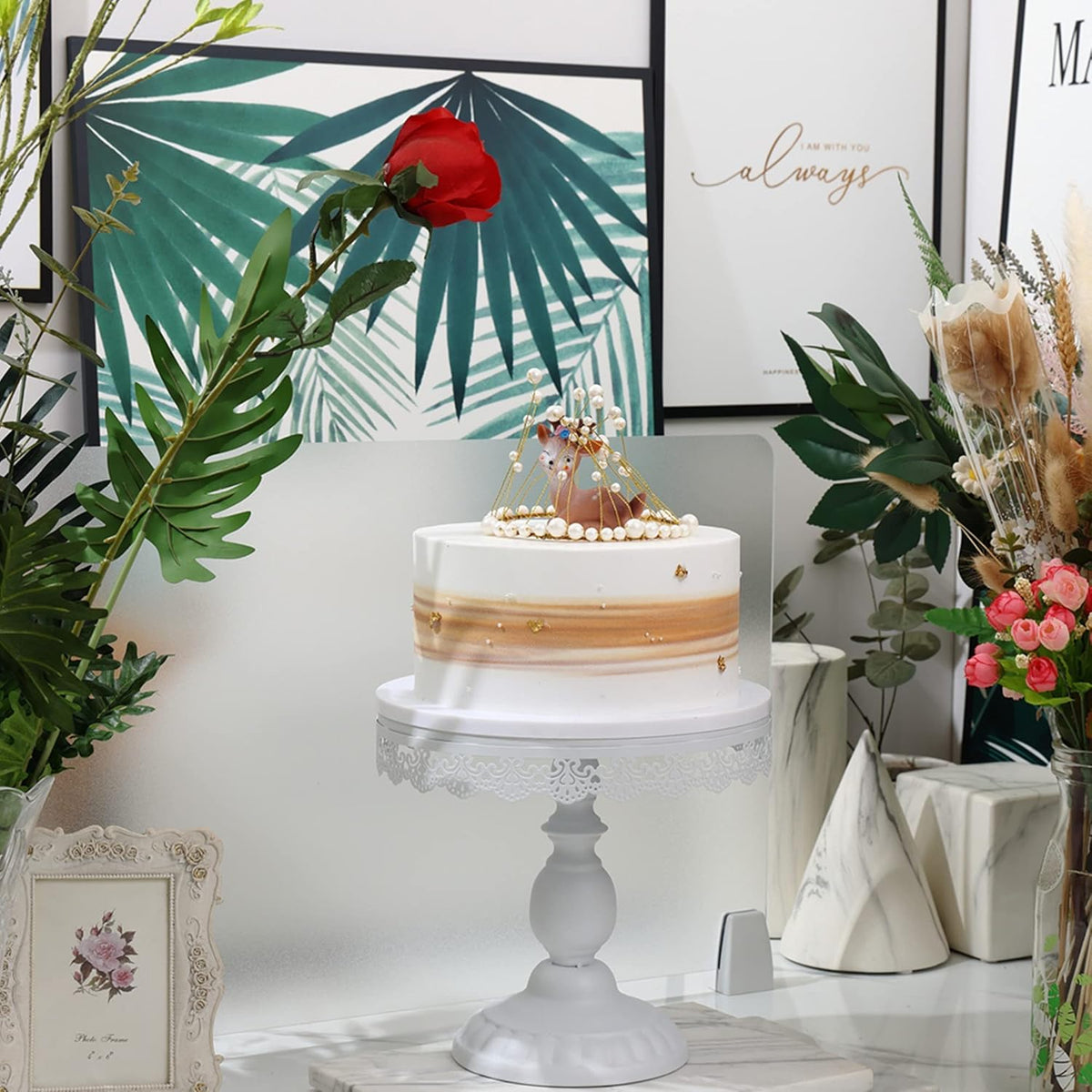 6 Pcs Metal Cake Stands Set Matte White L185371