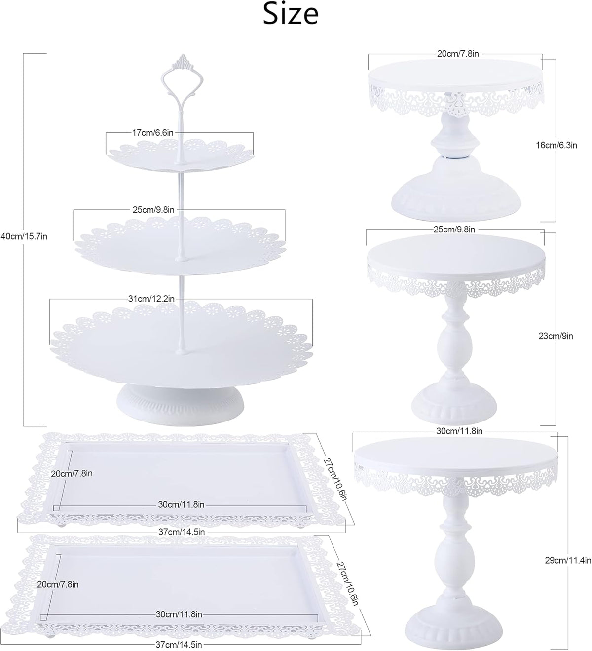 6 Pcs Metal Cake Stands Set Matte White L185371