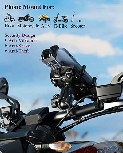 Motorcycle Phone Holder with Vibration Dampener & High-Speed Secure Lock for 5.4''-7.2'' Smartphones C4558