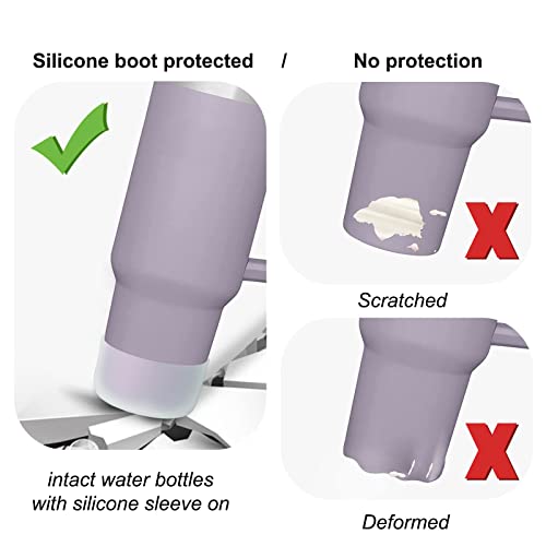 2Pcs Silicone Boot for Stanley 40 oz Quencher Tumbler & Stanley IceFlow 20oz 30oz, Protective Water Bottle Bottom Sleeve Cover (white) P64619