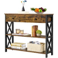 Rustic Brown/Black MDF Console Table with Drawer G8467