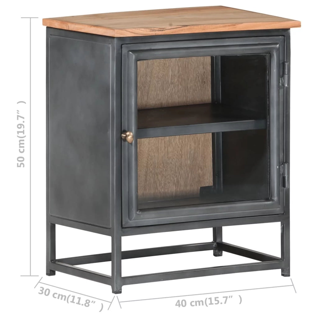 Gray Solid Acacia Wood Bedside Cabinet X493280