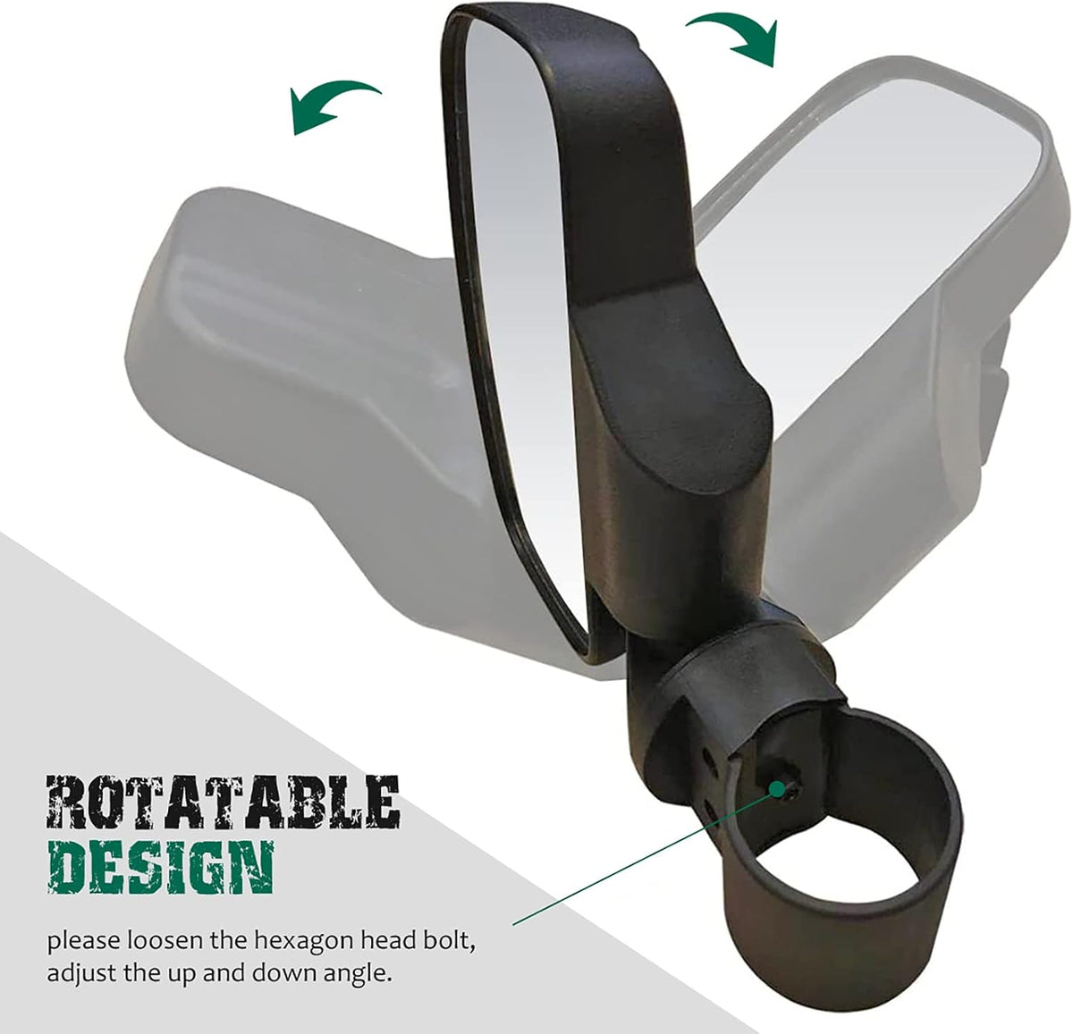 UTV Centre View & Side View Mirror for 1.5''-2'' Roll Cage Bar w/ Pair Grab Handle Set L57784