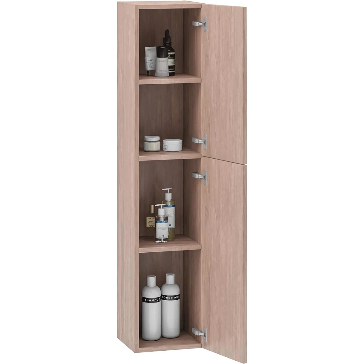 Column Cabinet Autumn Oak Wood Finish Black Handles J5828