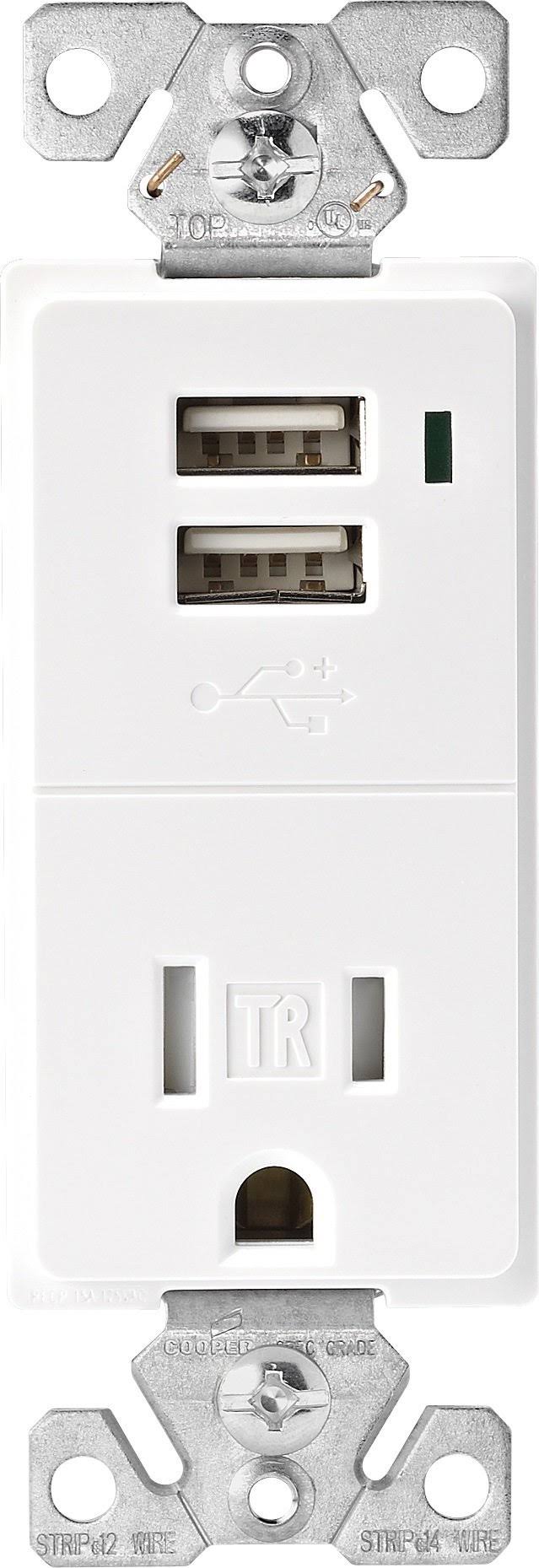 15 Amp 125V 2-Pole USB Charger Tamper Resistant Electrical Outlet 3 Pack White Q5393
