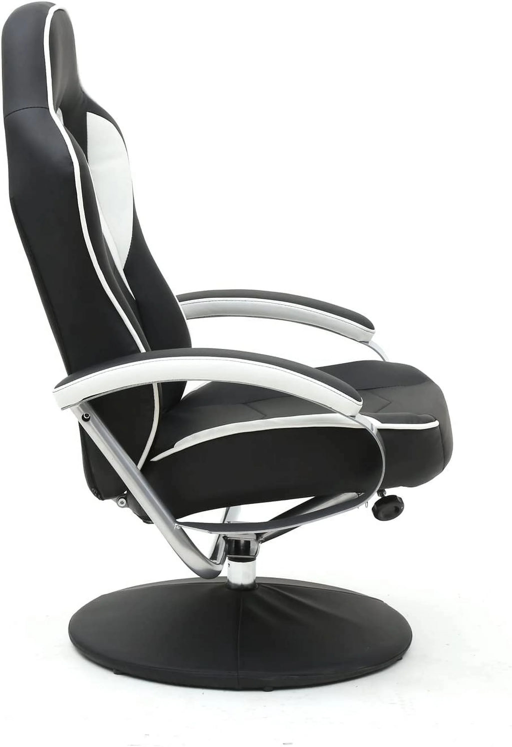 Black PU Racing Recliner Chair Set with Ottoman R506