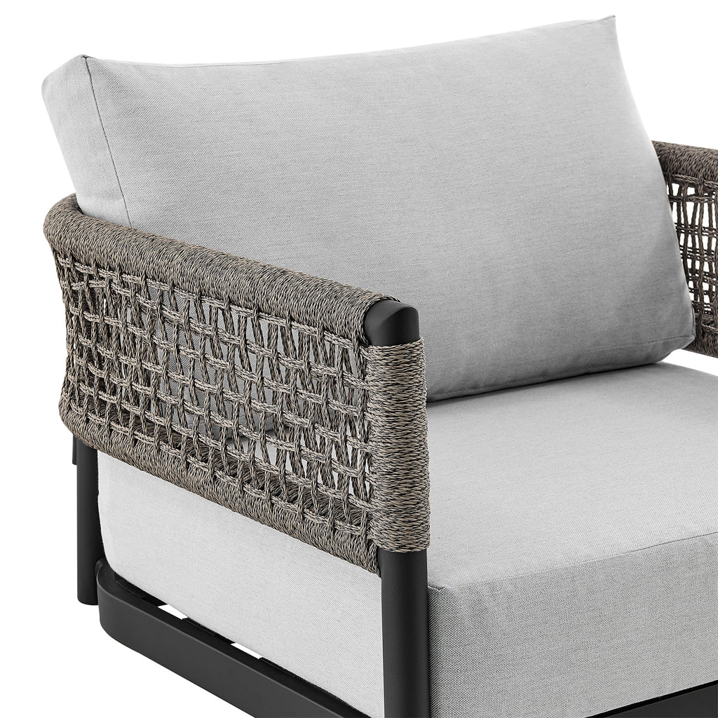 Black Aluminum Grey Rope Swivel Rocking Chair with Cushions S339003