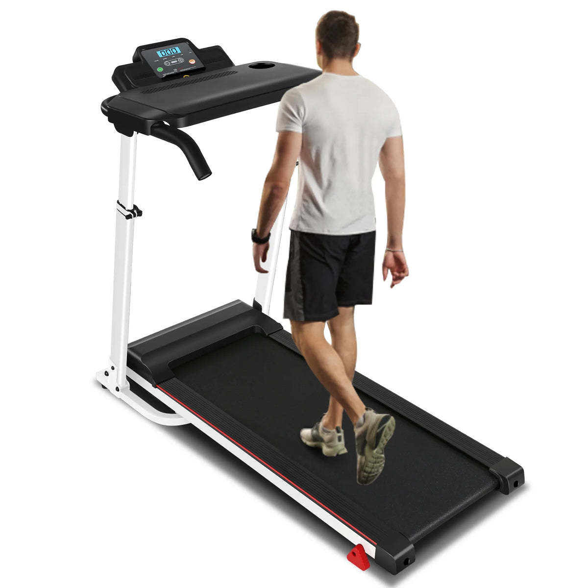White Folding Treadmill with Removable Tabletop and Incline K96200