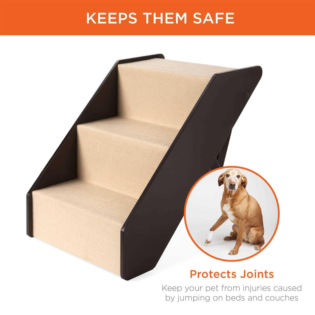 Foldable Adjustable Wooden Pet Stairs P98629