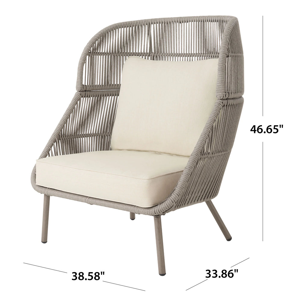 Beige Wicker Outdoor Accent Chair with Cushions R844