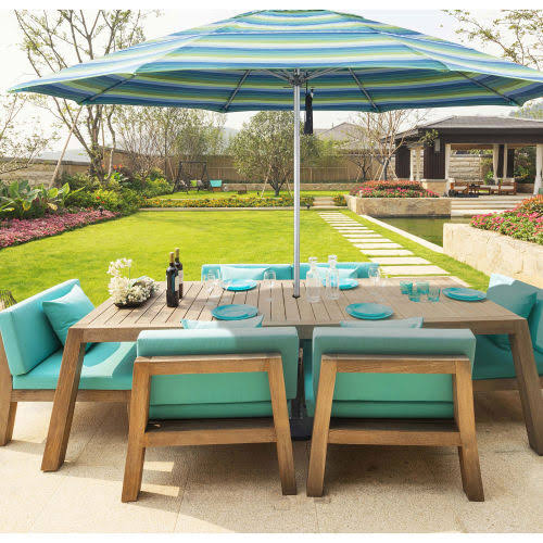 9& Fiberglass Market Umbrella Push Open Bronze/Olefin/White K615
