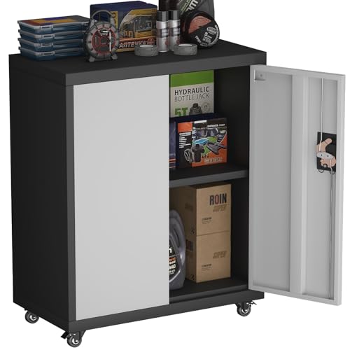 Lockable Black Metal Wall Cabinet with 2 Doors G14312