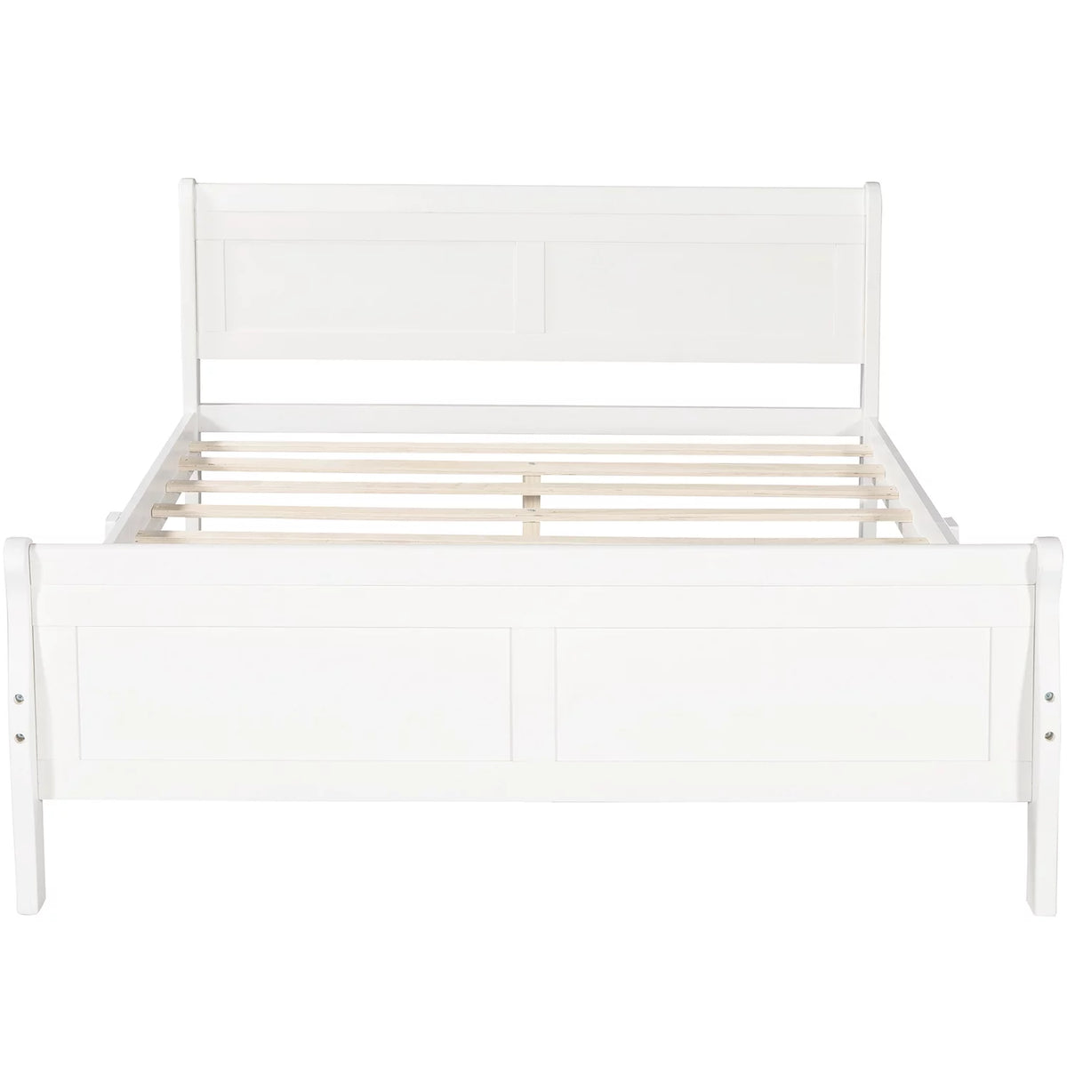 White Full Size Platform Bed Frame with Wood Headboard and Footboard N51747