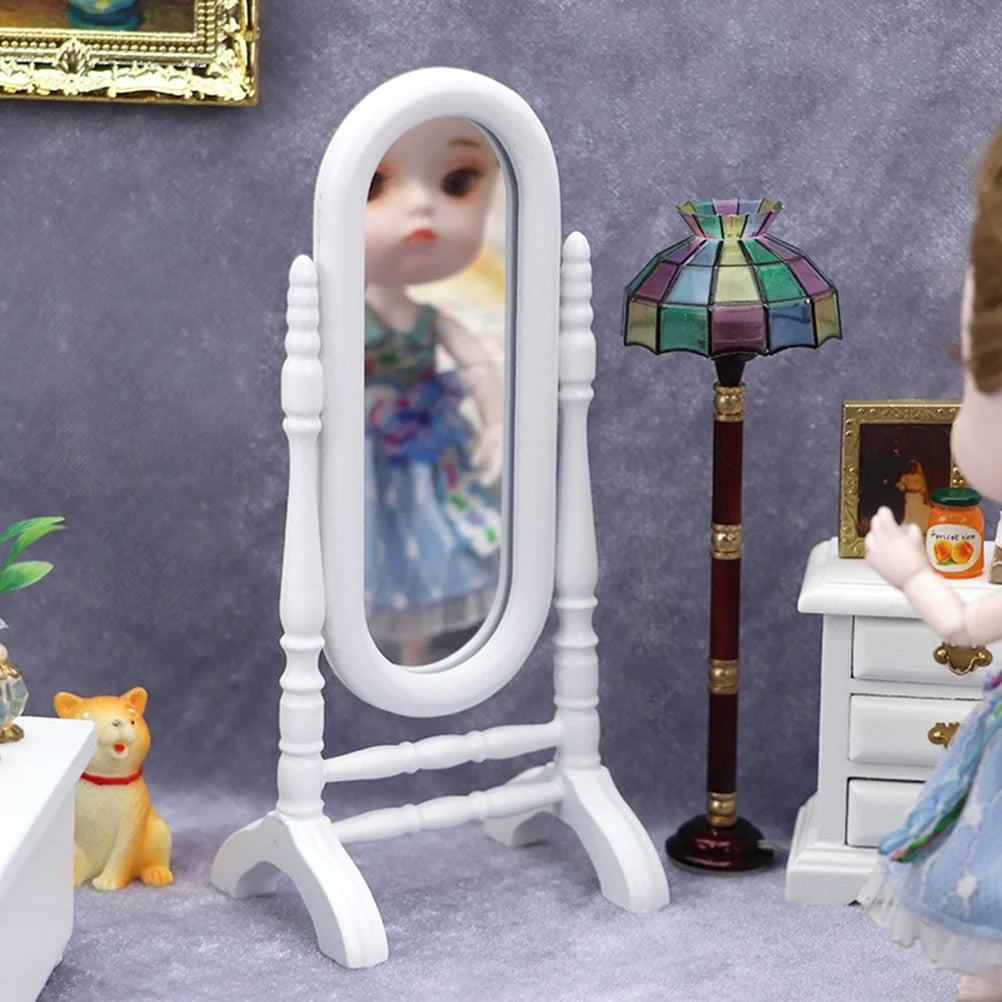 White Wooden Doll House Dressing Mirror L8354