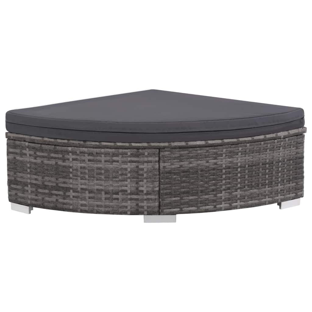 Set of 6 Poly Rattan Patio Sectional Corner Sofa with 2 Ottoman and Soft Cushions Gray I348407