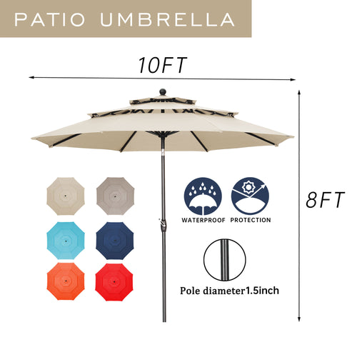 10FT Patio Umbrella with Crank and Tilt P388376