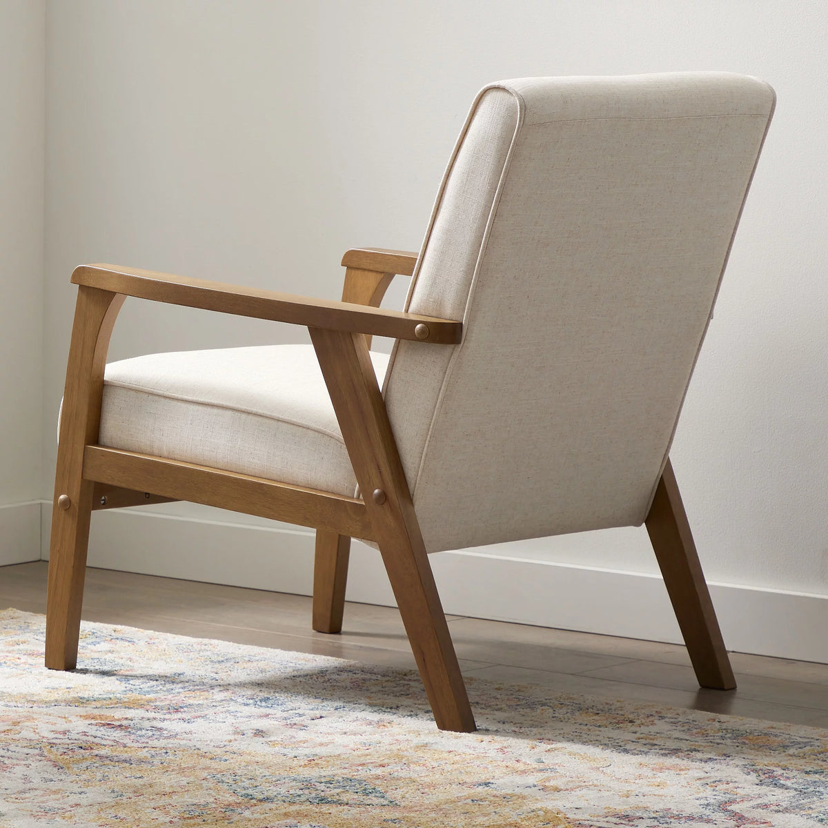 Cream Wood Frame Accent Chair S871