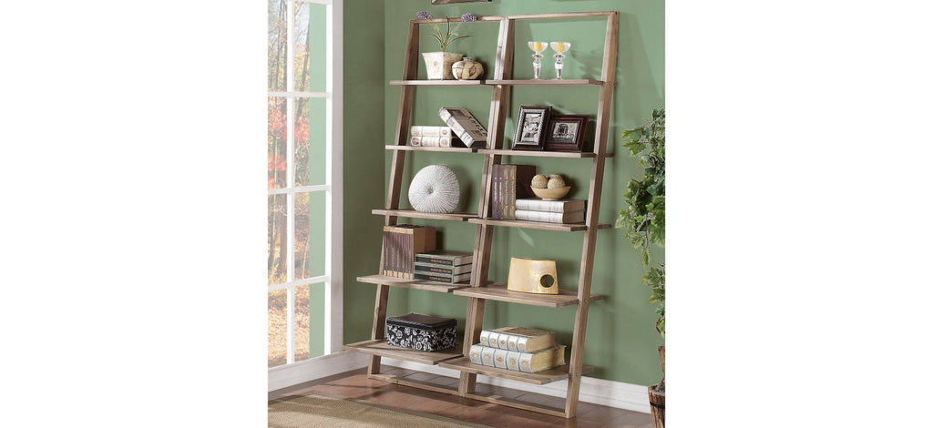 Smoky Driftwood Leaning Bookcase B451