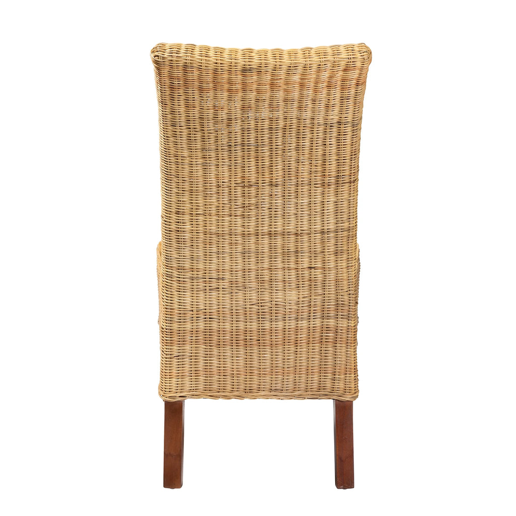 Natural Rattan and Mahogany Wood Dining Chair S590