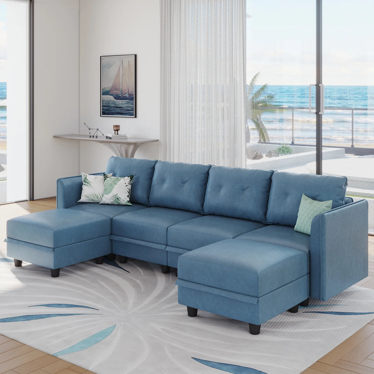 U Shaped 6 Seater Modular Sectional Sofa with Reversible Chaise Q6494