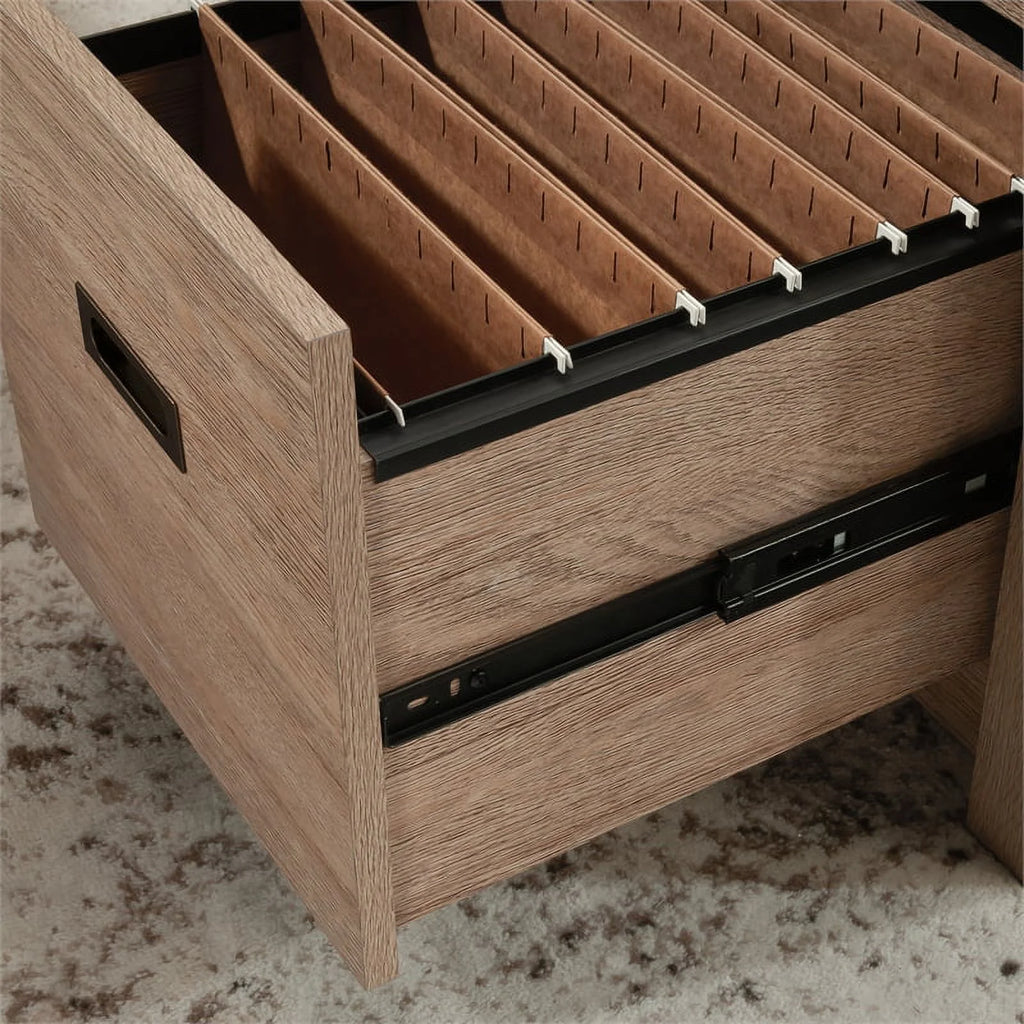L-Desk in Brushed Oak Finish A521161