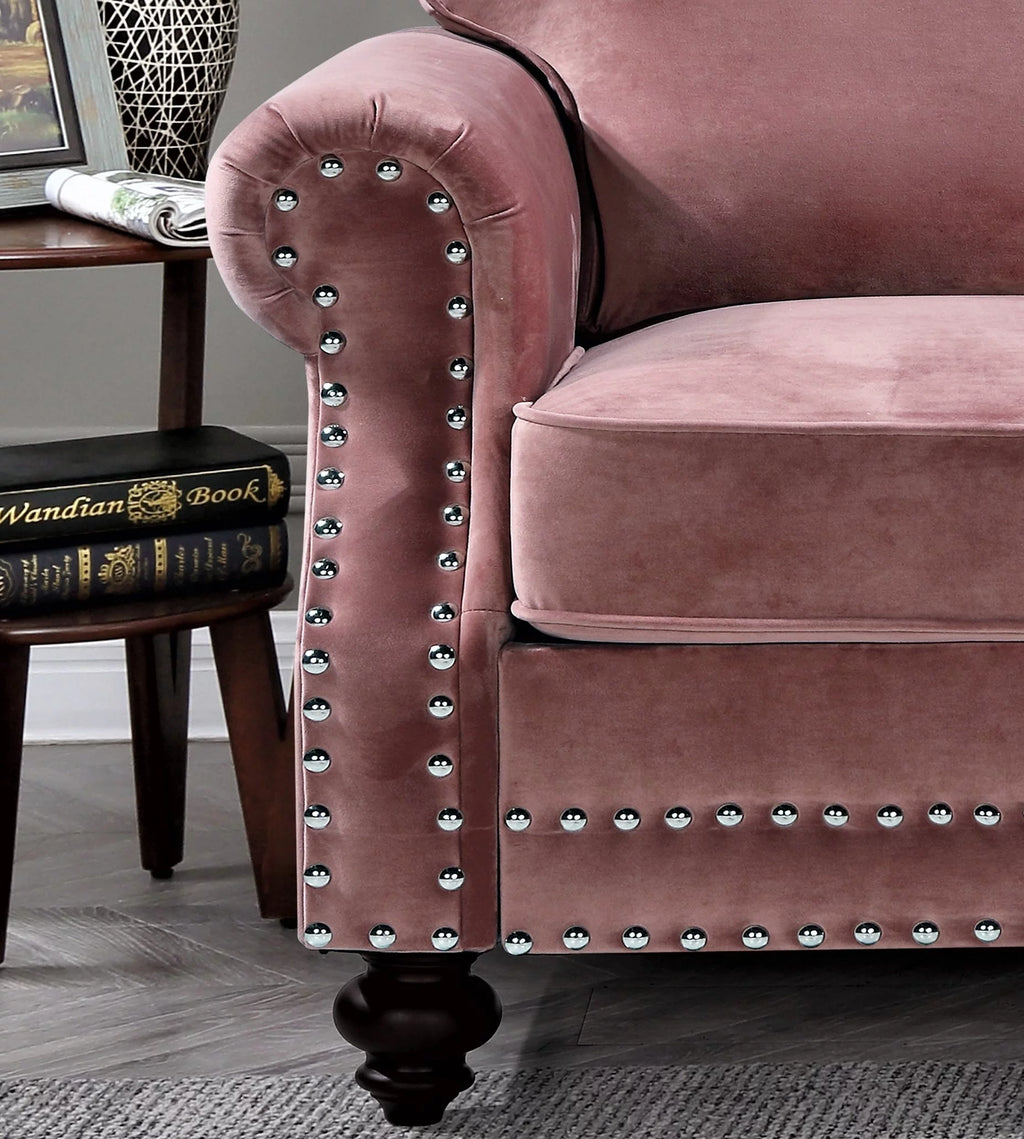Pink Velvet Tufted Armchair X7776