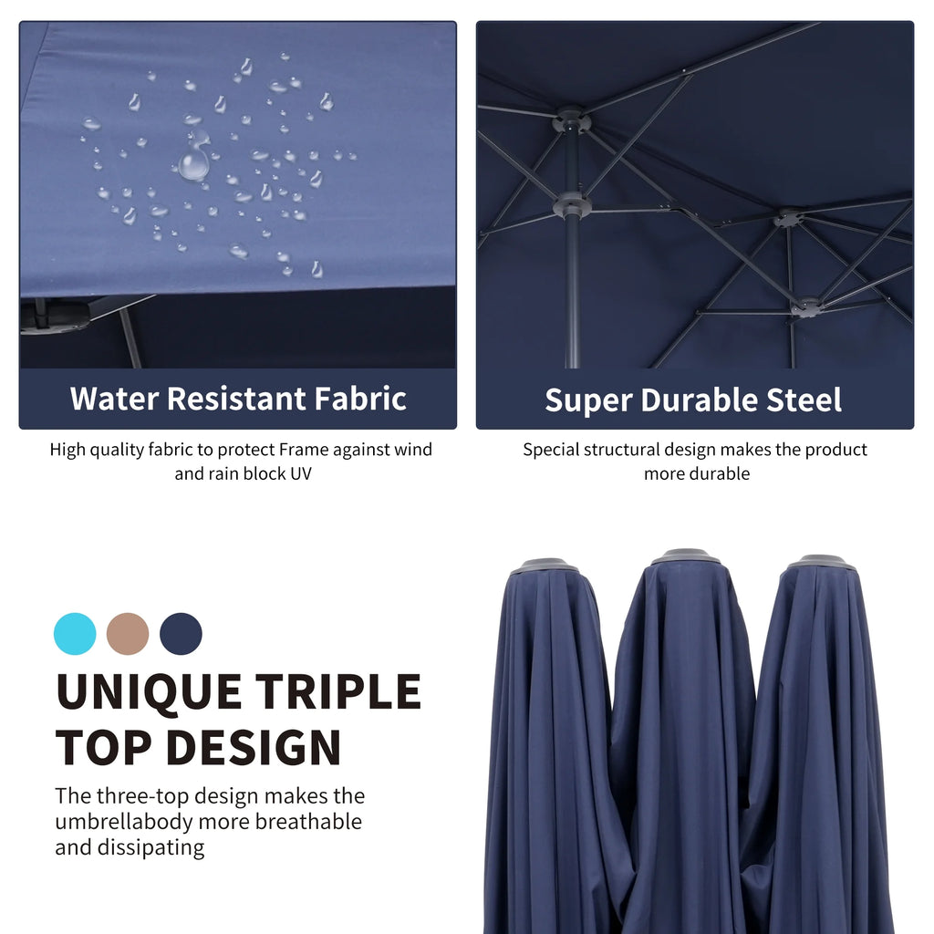 13 FT Patio Umbrella with Easy Crank, Dark Blue N485