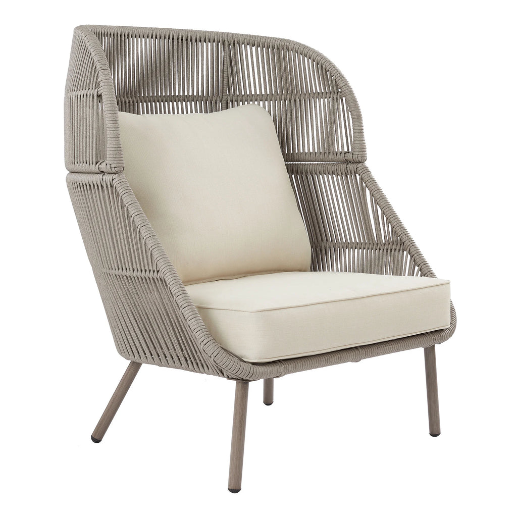 Beige Wicker Outdoor Accent Chair with Cushions R844