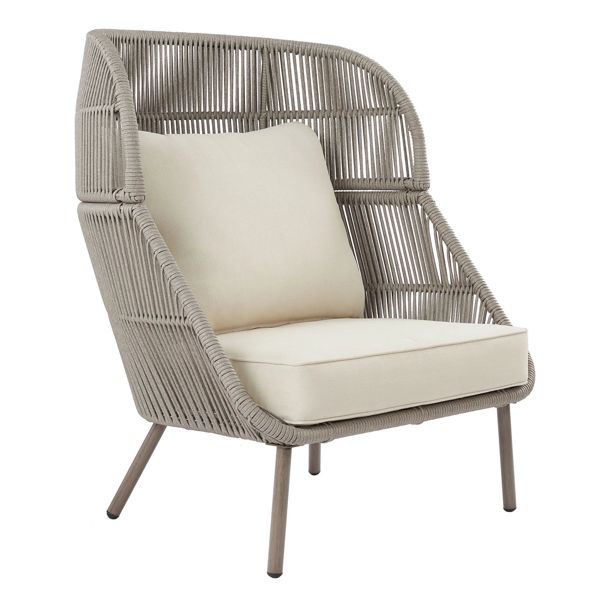Beige Wicker Outdoor Accent Chair with Cushions R844