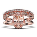 2.35 Carat Oval Cut Morganite And Diamond Moissanite Engagement Ring In 925 Sterling Silver With 18k Rose Gold Plating K965