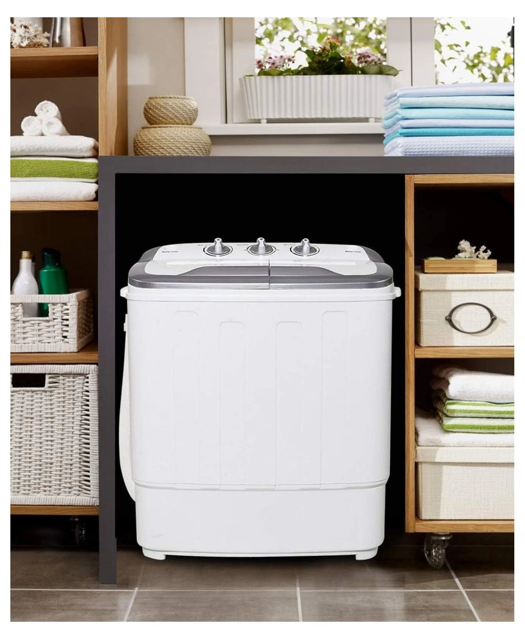 Compact Mini Washer Machine with 8 lbs Washing and 5 lbs Spin Dryer W330