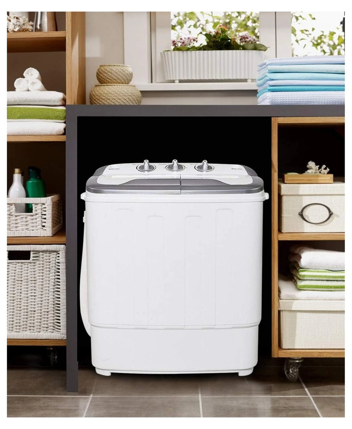 Compact Mini Washer Machine with 8 lbs Washing and 5 lbs Spin Dryer W330