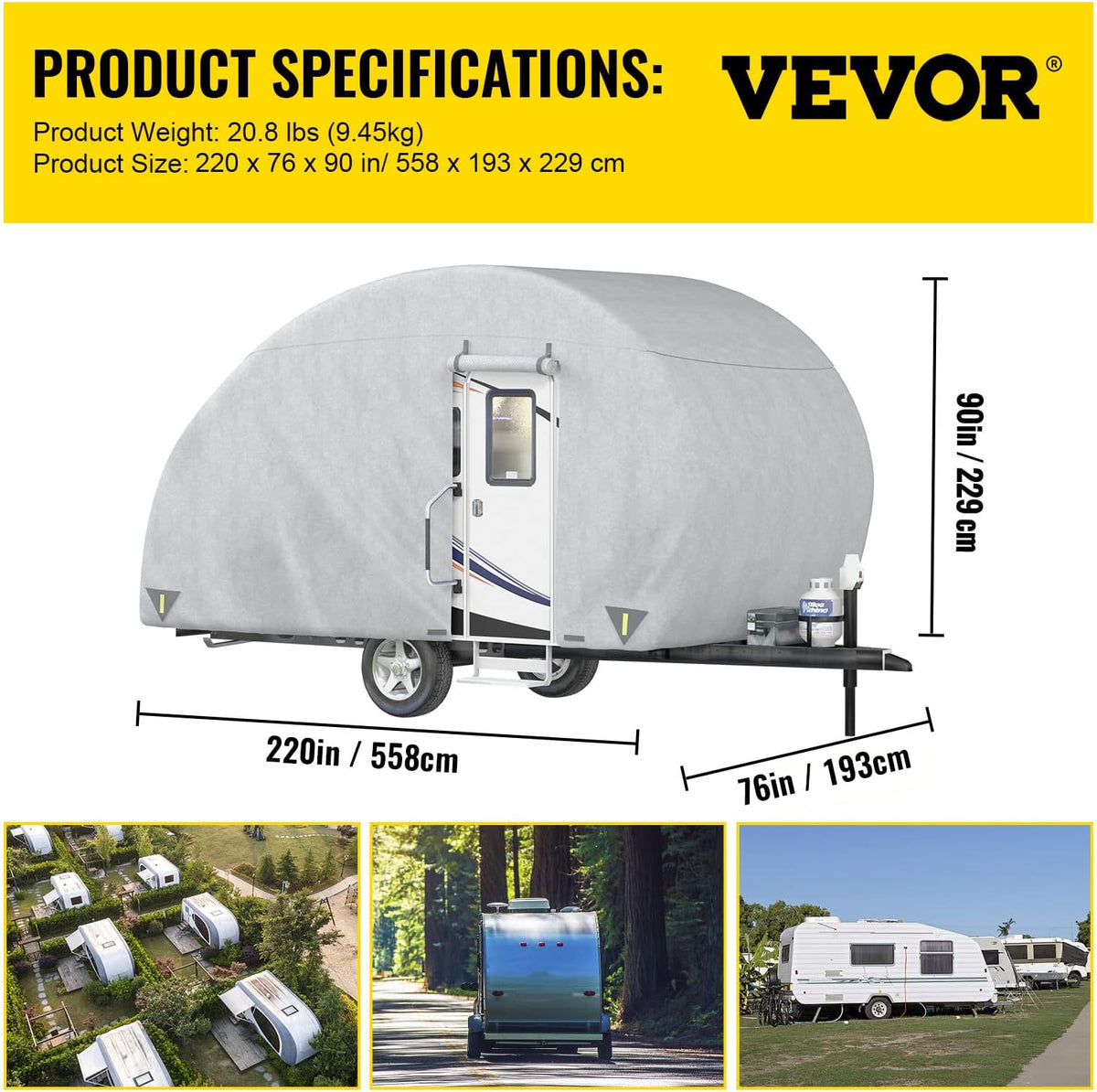 Teardrop Trailer Cover for 16' - 18' Trailers C5152