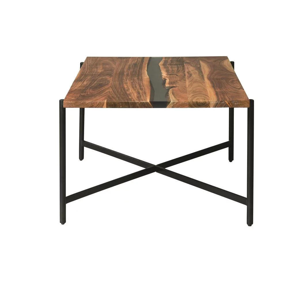 36" Acacia Wood and Acrylic Coffee Table Q5427