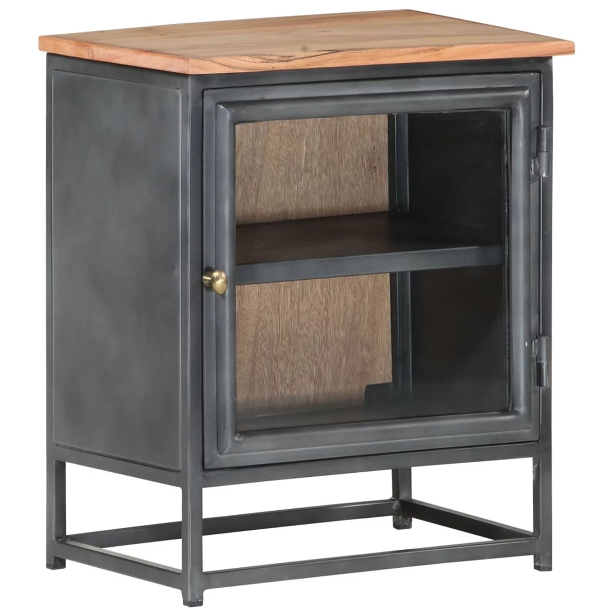 Gray Solid Acacia Wood Bedside Cabinet X493280