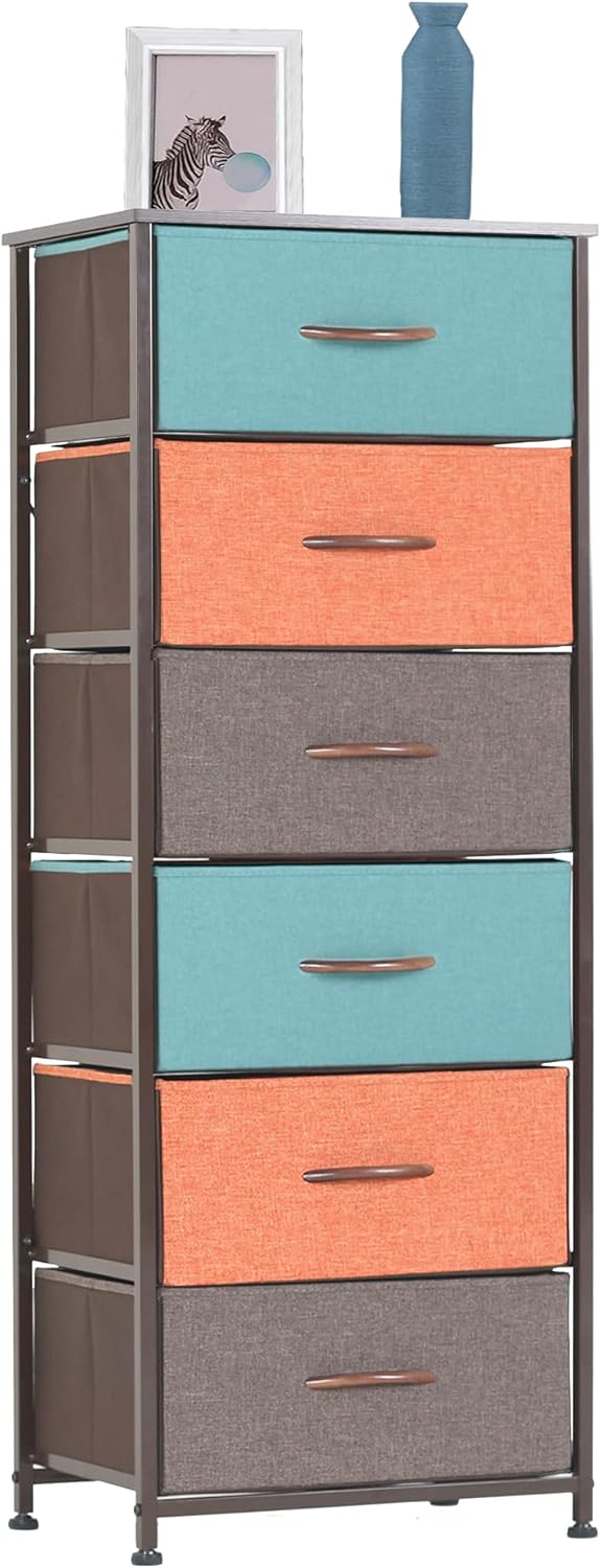 Gray 6 Drawer Fabric Dresser Tower X2347