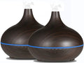 2 Units Dark Wood Grain Look Ultrasonic Essential Oil Diffuser with 7 Color Night Light Y877