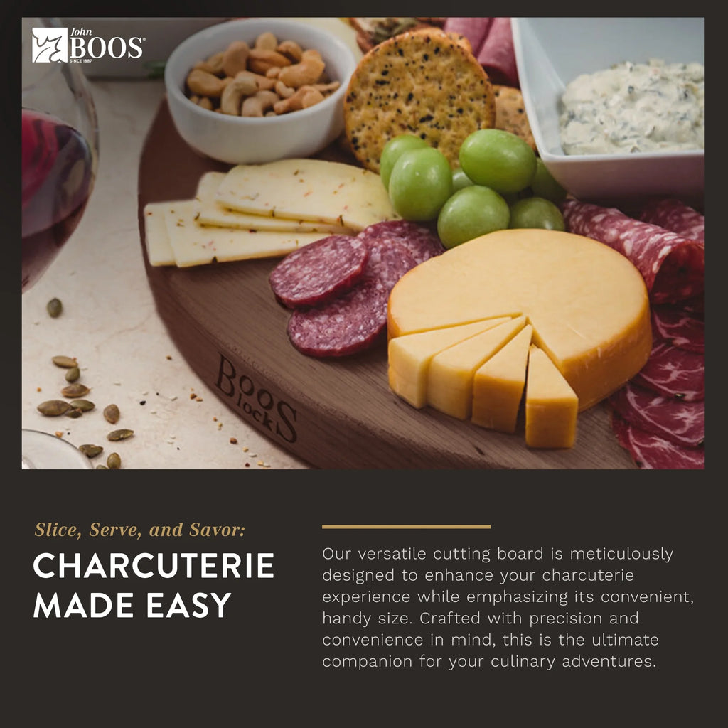 Walnut Wood Round Cutting Board, 18" x 18" x 1.5" D901797