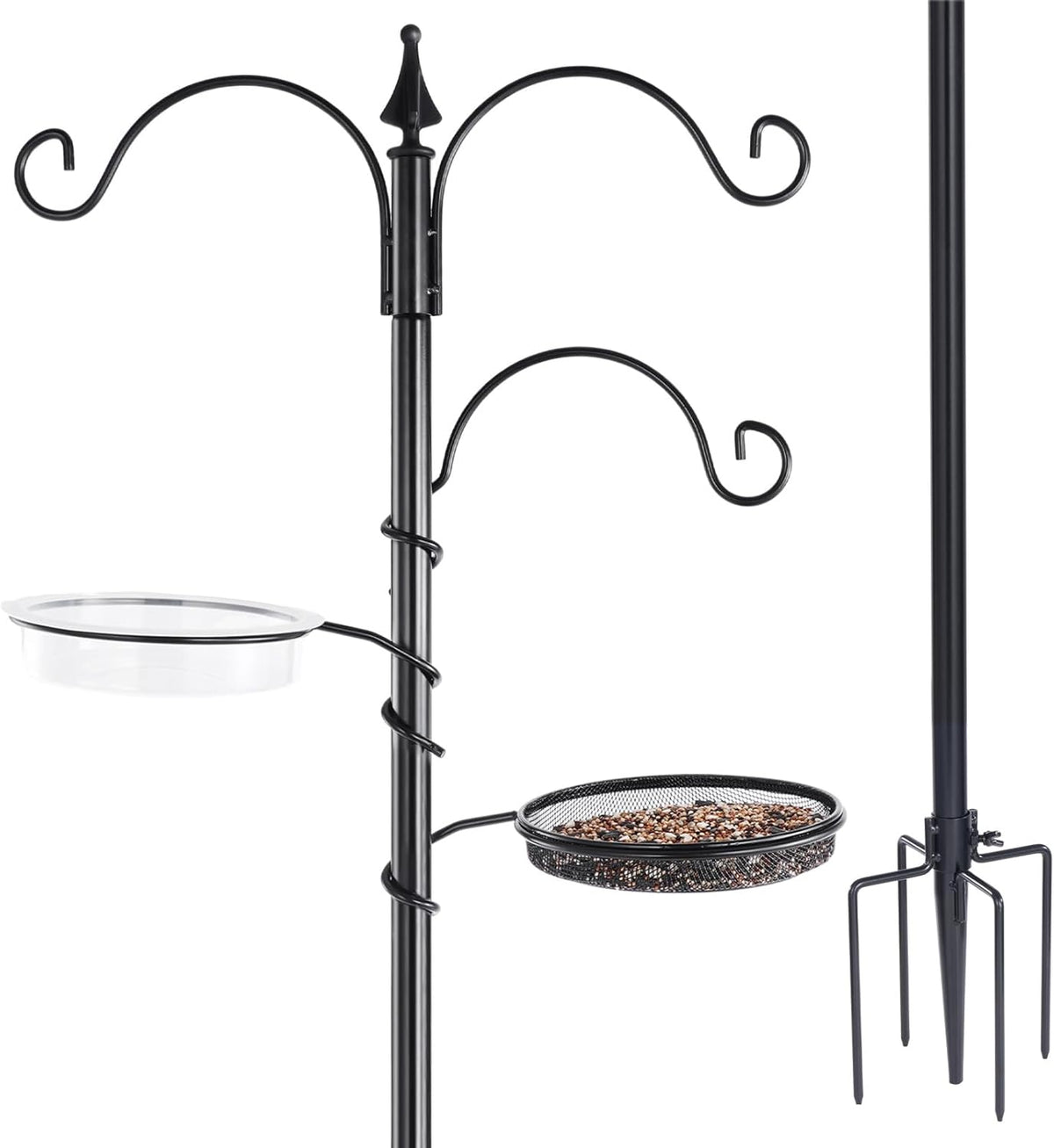 Black 77" Bird Feeder Pole with 5 Prong Base P459888