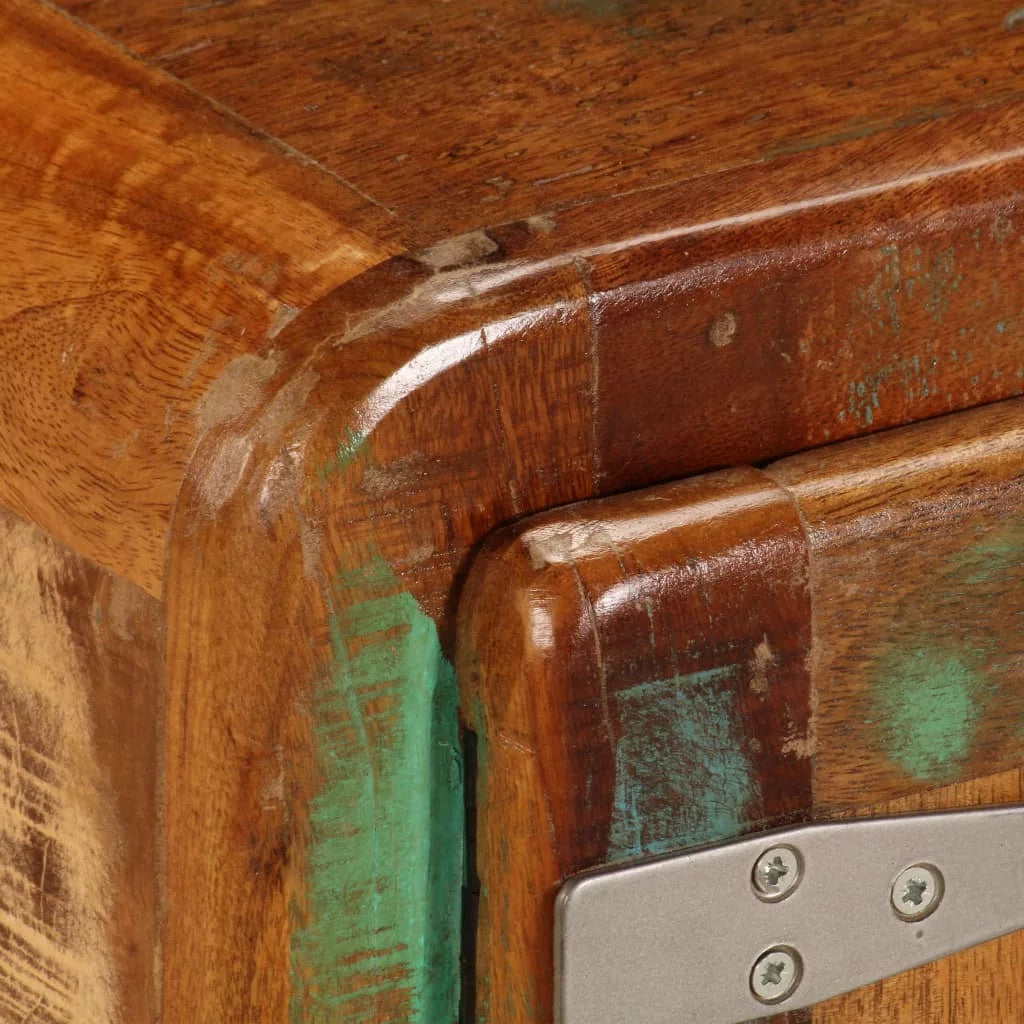 Rustic Coffee Table with Storage Cabinet and Wheels Reclaimed Wood S45260