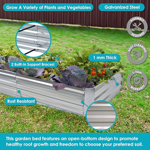 3 x 6 ft Galvanized Steel Rectangular Raised Garden Bed V76389