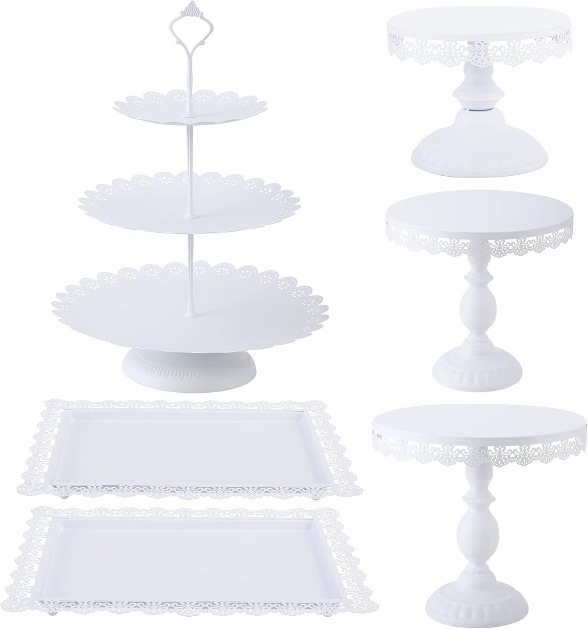 6 Pcs Metal Cake Stands Set Matte White L185371