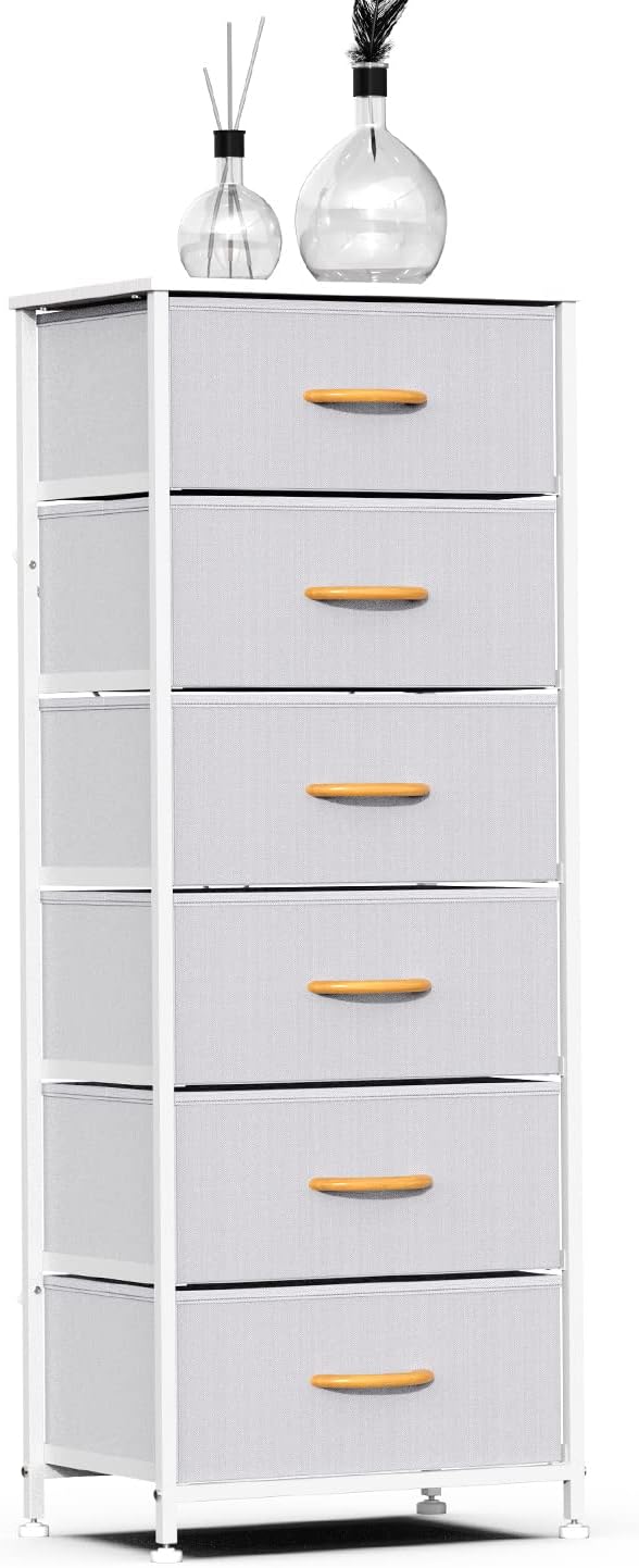 Gray 6 Drawer Fabric Dresser Tower X2347