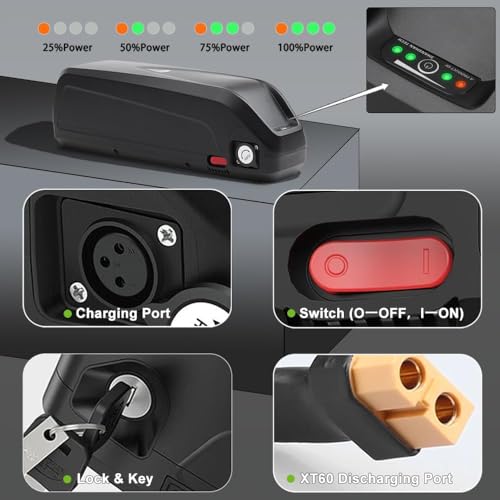 Black 48V 20Ah Electric Bicycle Lithium Battery with Charger G523