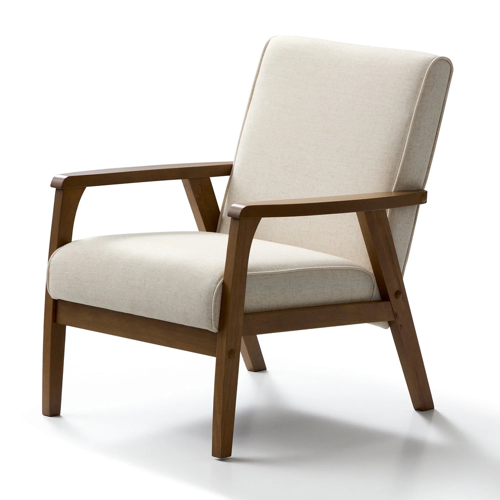 Cream Wood Frame Accent Chair S871