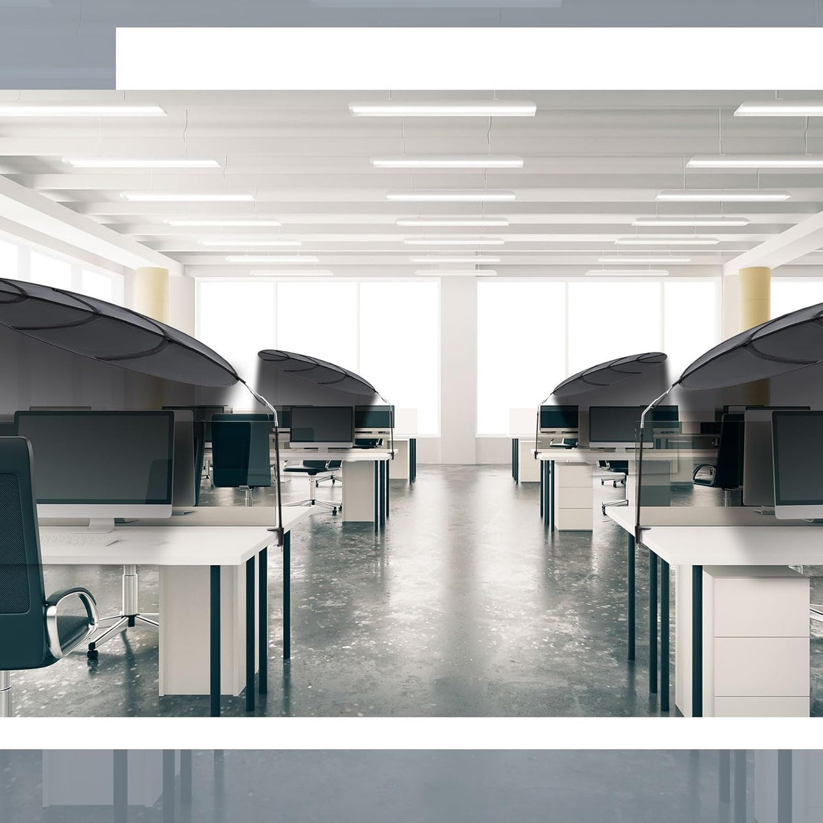 Black Adjustable Portable Cubicle Light Shade with Clamp H88407